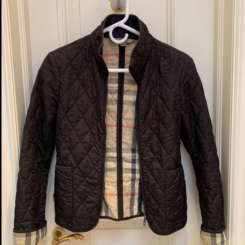 Burberry Black Zip Up Lightweight Quilted Jacket